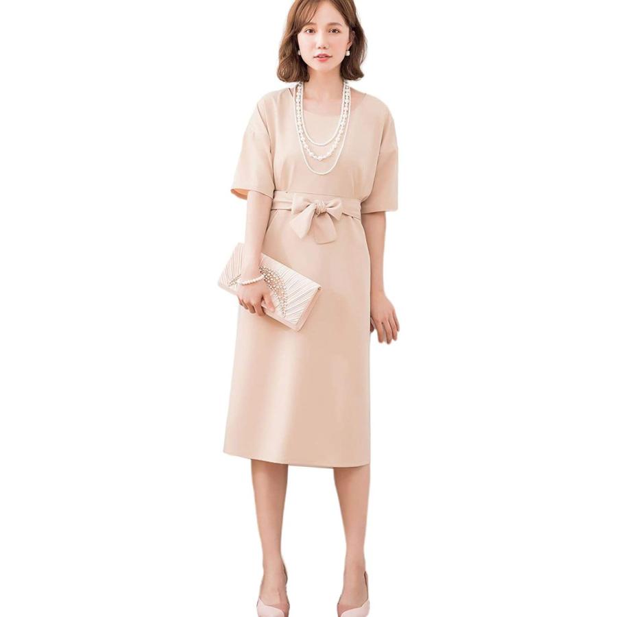 正規代理店商品 結婚式 ワンピース パーティードレス 大きいサイズ ドレス フォーマルドレス お呼ばれ 服 ミモレ丈 リボン 上品 袖あり S 包装 送料無料 Www Superavila Com