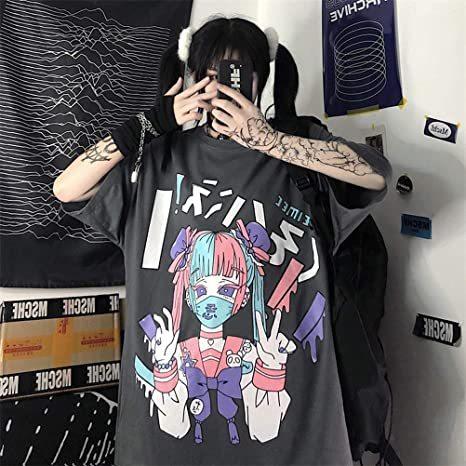 病みかわいい 服 レディース 原宿系 Tシャツ 半袖 韓国 ファッション シャツ トップス 萌え アニメ プリント S S Mono Mono 通販 Yahoo ショッピング