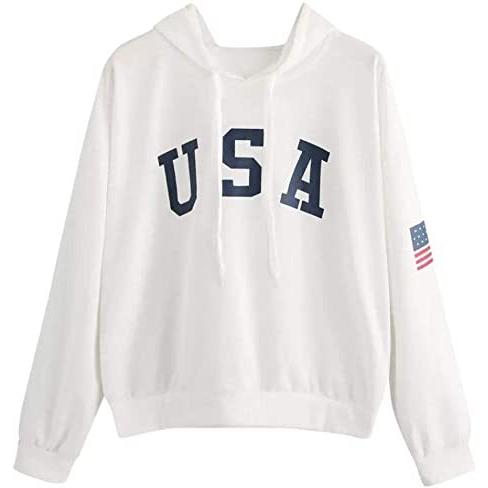 特価 人気 カットソー レディース パーカー フード付き Usa字母 アメリカ国旗柄 トレ 薄着 Sale 95 Off S オシャレ 長袖 可愛い カップル