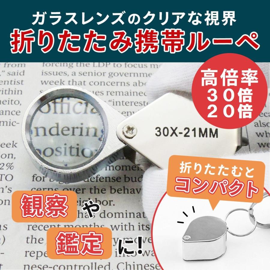 虫眼鏡 折りたたみ ルーペ 30倍 20倍 高倍率 虫めがね コンパクト 携帯