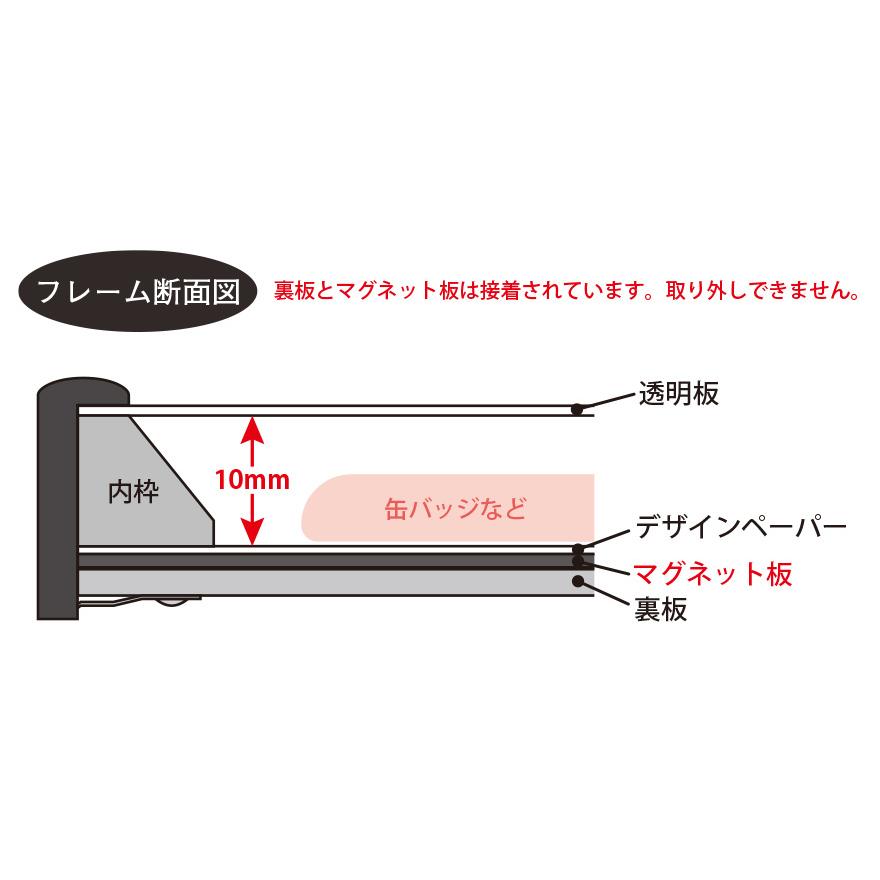 全面マグネット 額縁  おしゃれ 壁掛け 卓上 コレクション 置きおすすめ 万丈 飾れる MAGフレーム A4 ブラック｜mono-pocket｜10