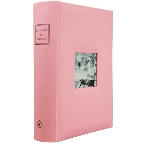 信託 ポケットアルバム 大容量 L判 600枚 収納 おしゃれvanjoh おすすめ 万丈 布製 メガアルバム600 メゾン L ハガキサイズ 600枚収納 ベビーピンク