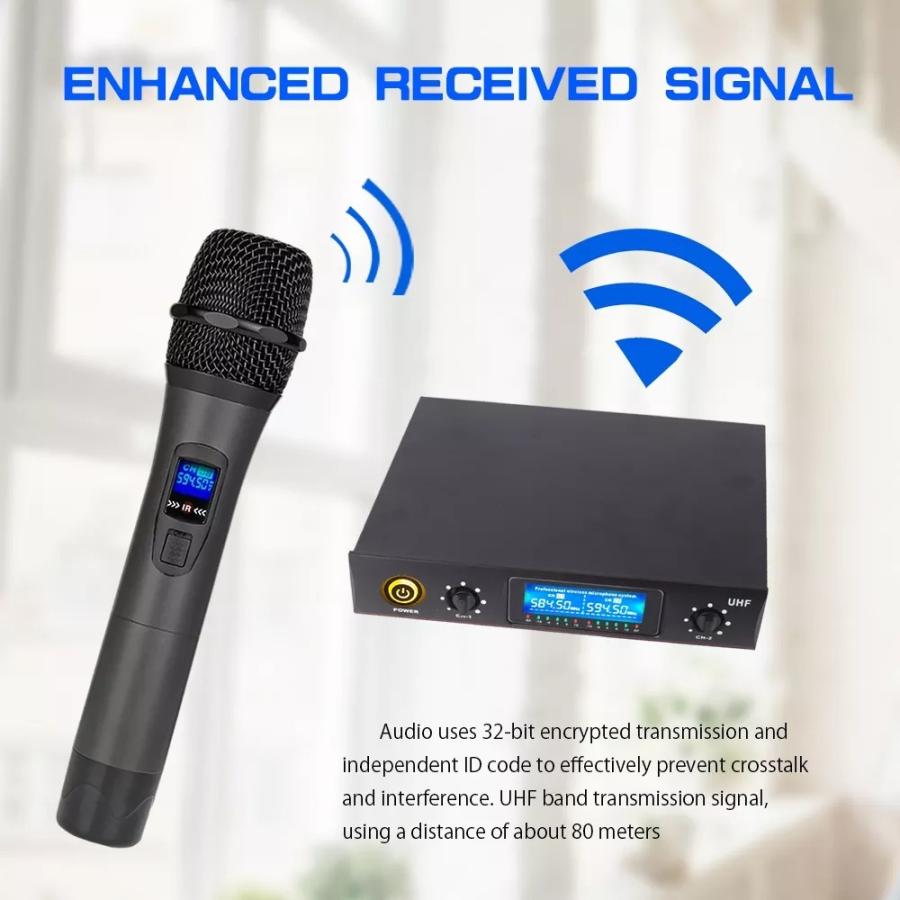 カラオケ マイク ワイヤレスマイクシステム UHF ロケットオーディオ E2202 チャンネル ±