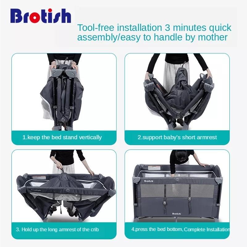 Brotish 折りたたみ式ベビーベッド YXC311 多機能 ベビー ベッド 多機能 ポータブル 折りたたみ 新生児 Brotish