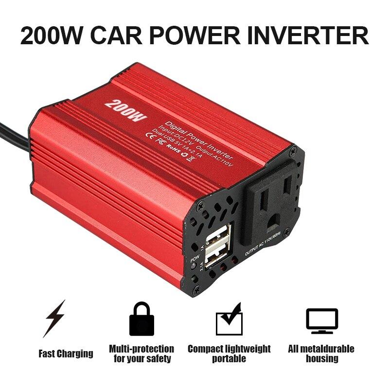 インバーター、コンバーター 正弦波 DC 12V AC110V 500W 最大 200W 車変圧器 AC コンセント USBソケット×2 カーインバーター 防災用品｜mono-prox-store｜02