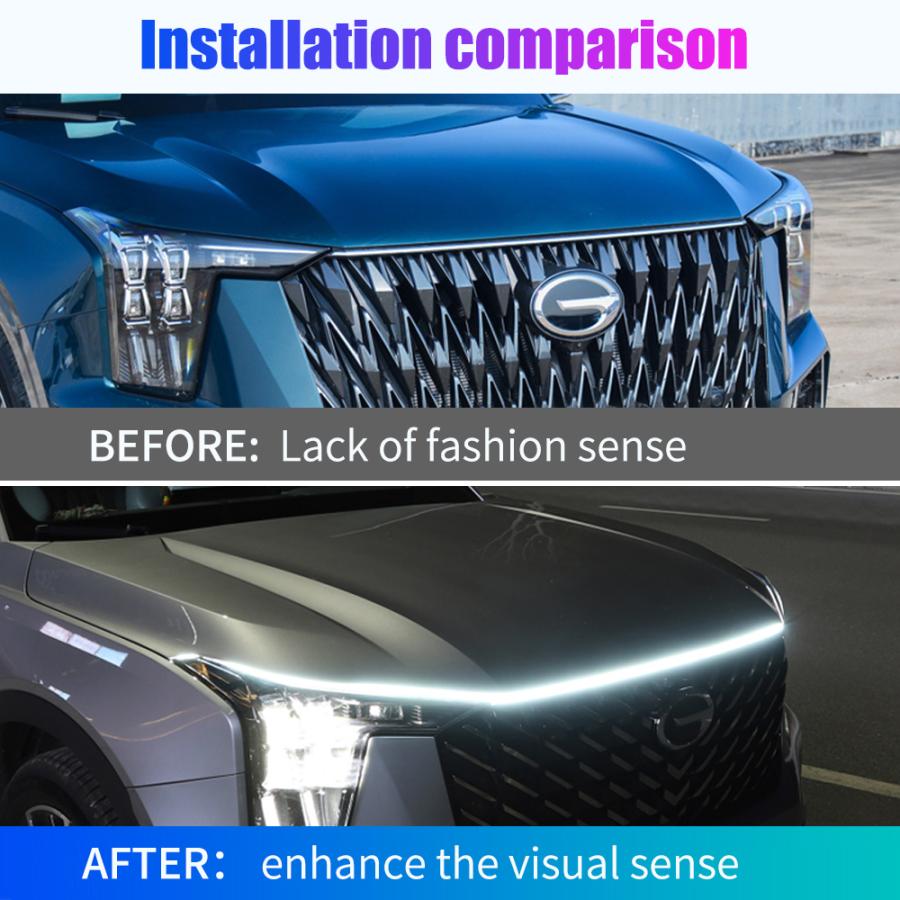 Okeen led車フードライトユニバーサルヘッドライトストリップ柔軟なカー装飾雰囲気ランプdrlオートデイタイムランニングライト12v