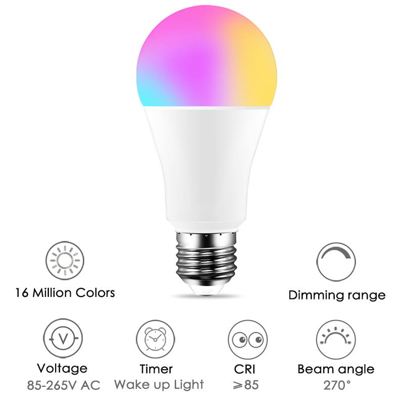led カラー電球 15ワットwifiスマート電球B22 E27 led rgbランプalexaで動作 |  | 10