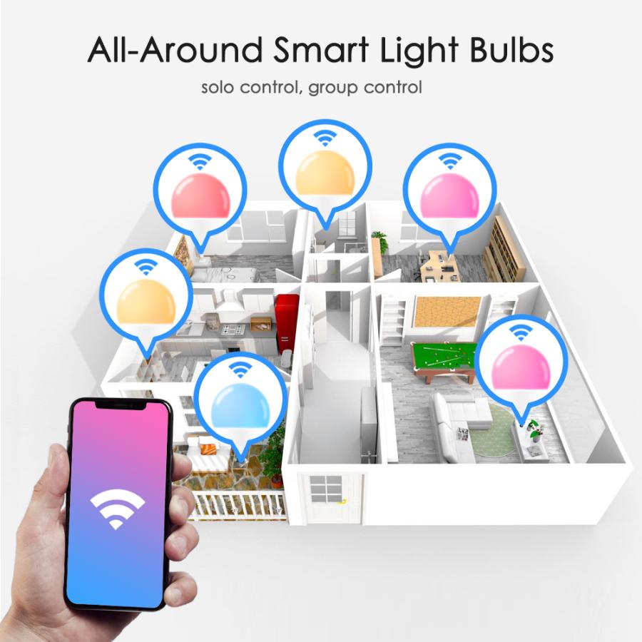 led カラー電球 15ワットwifiスマート電球B22 E27 led rgbランプalexaで動作 |  | 11