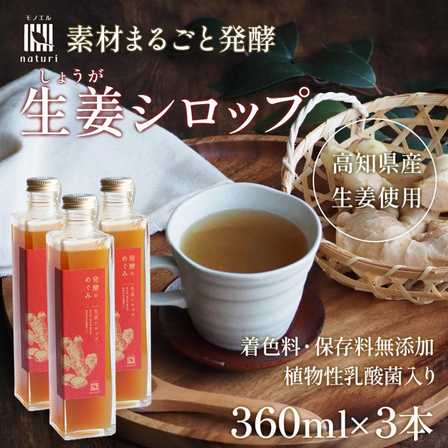 高知県産 ジンジャー シロップ 生姜 発酵のめぐみ 350ml×3本 無添加