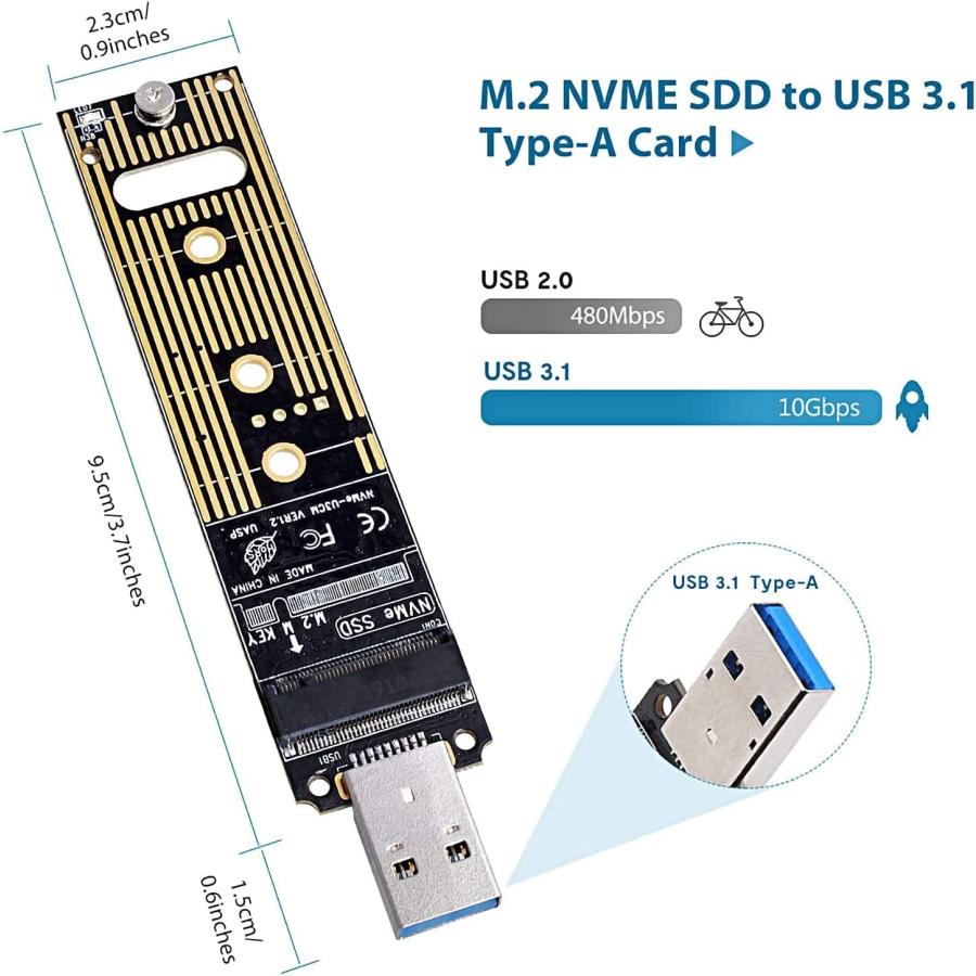 SSDを外付けドライブとして使用！ M.2 PCIe NVME SSD → USB3.1 Type A