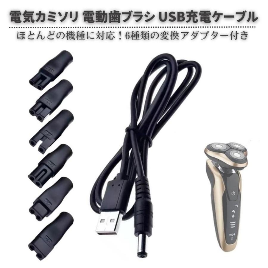 シェーバー 電気カミソリ 電動歯ブラシ 6種類の変換プラグ付き USB