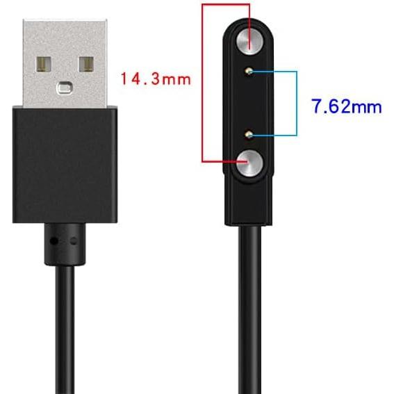【正逆極性】スマートウォッチ USB マグネット磁気 吸着 ユニバーサル 充電 電源 給電 ケーブル コード 充電器 60cm 2ピン間の距離は7.62mm　ブラック |  | 05
