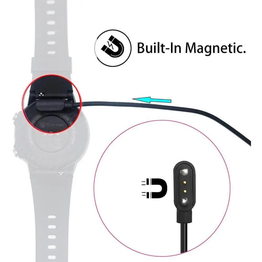 スマートウォッチ 2ピン USB マグネット磁気 吸着 ユニバーサル 充電 電源 ケーブル コード 充電器 60cm 2ピン間の距離は7 ...