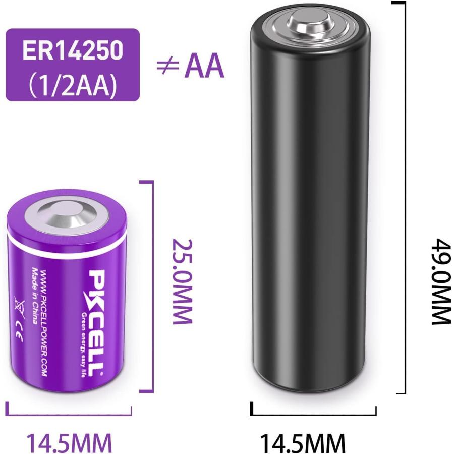 PKCELL 1/2AA ER14250 XL-050F SB-AA02 LS14250 3.6V 1200mAh Li-SOCL