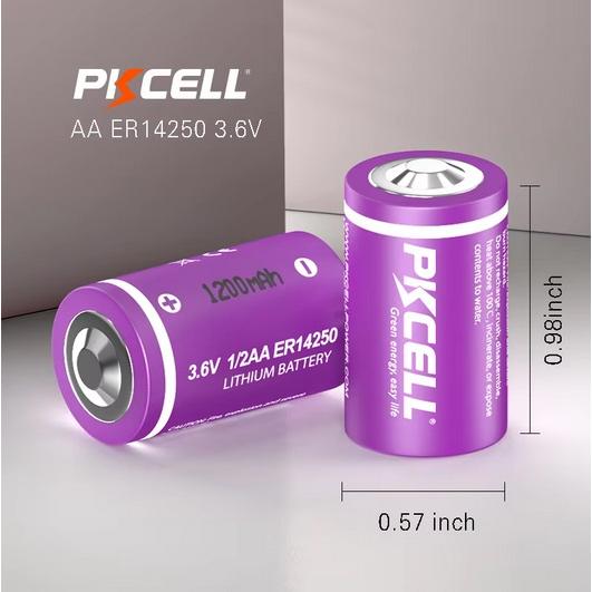 PKCELL 1/2AA ER14250 XL-050F SB-AA02 LS14250 3.6V 1200mAh Li-SOCL