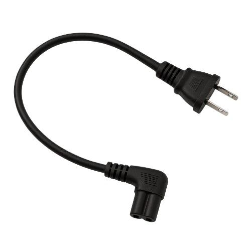 30cm ACアダプタ用 電源ケーブル L字型 2Pオス メガネ型 コネクタ対応