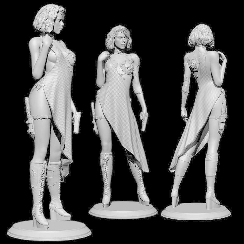 美少女フィギュア24点セット 1/24 ショートカットヘアの美人ヒューマノイド SF 近未来 未塗装