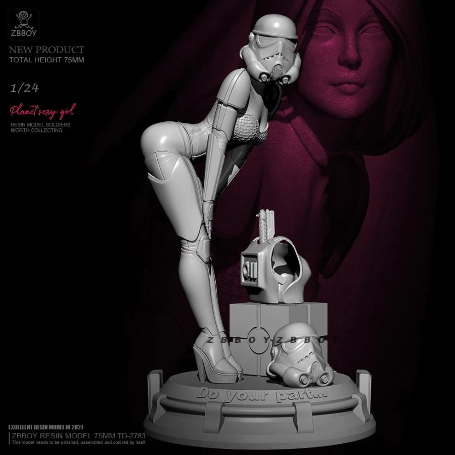 1/24 75mm ストームトルーパーを率いる女性隊長 キャプテン・ファズマ SF 未塗装 レジン製 組み立て キット フィギュア ガレージキット |  | 01