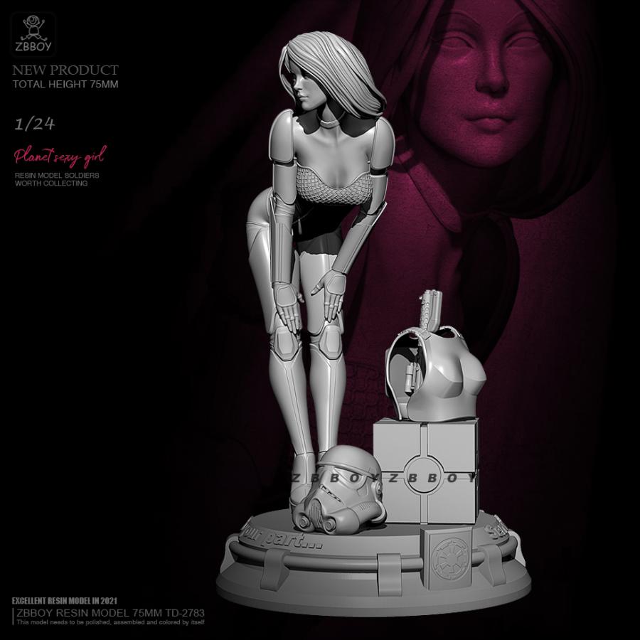 1/24 75mm ストームトルーパーを率いる女性隊長 キャプテン・ファズマ SF 未塗装 レジン製 組み立て キット フィギュア ガレージキット |  | 02