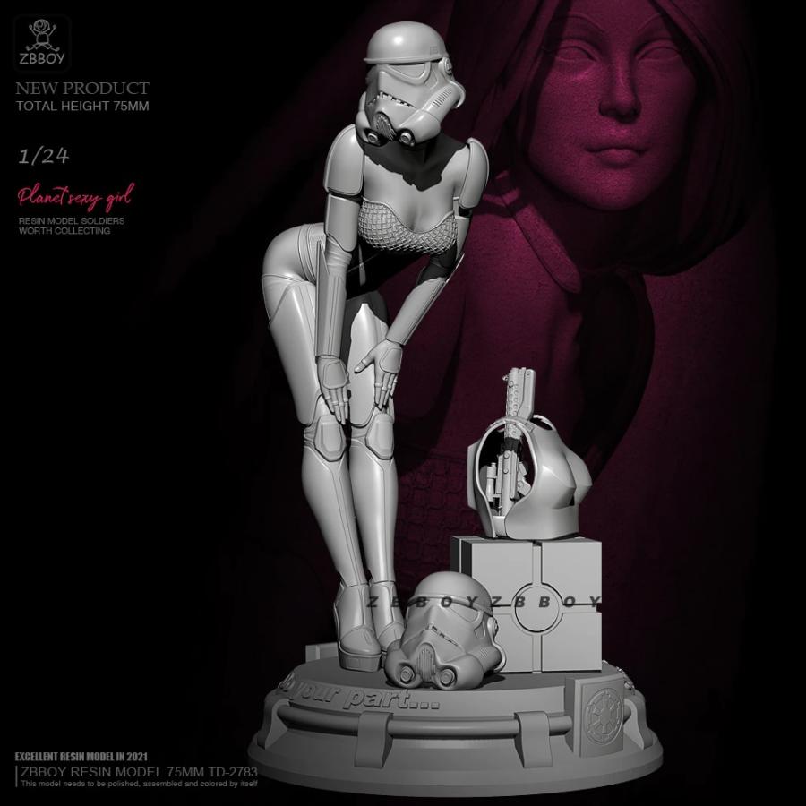 1/24 75mm ストームトルーパーを率いる女性隊長 キャプテン・ファズマ SF 未塗装 レジン製 組み立て キット フィギュア ガレージキット |  | 03