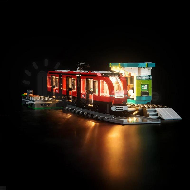 MOC LEGO レゴ 60423 互換 シティ ダウンタウン路面電車と停留所 LED