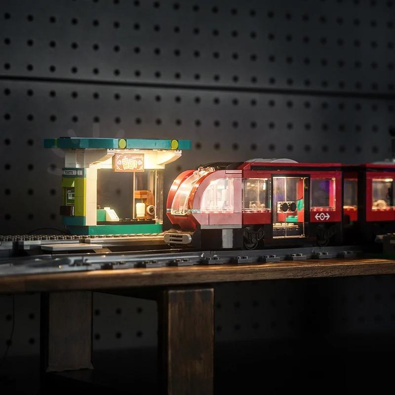 MOC LEGO レゴ 60423 互換 シティ ダウンタウン路面電車と停留所 LED