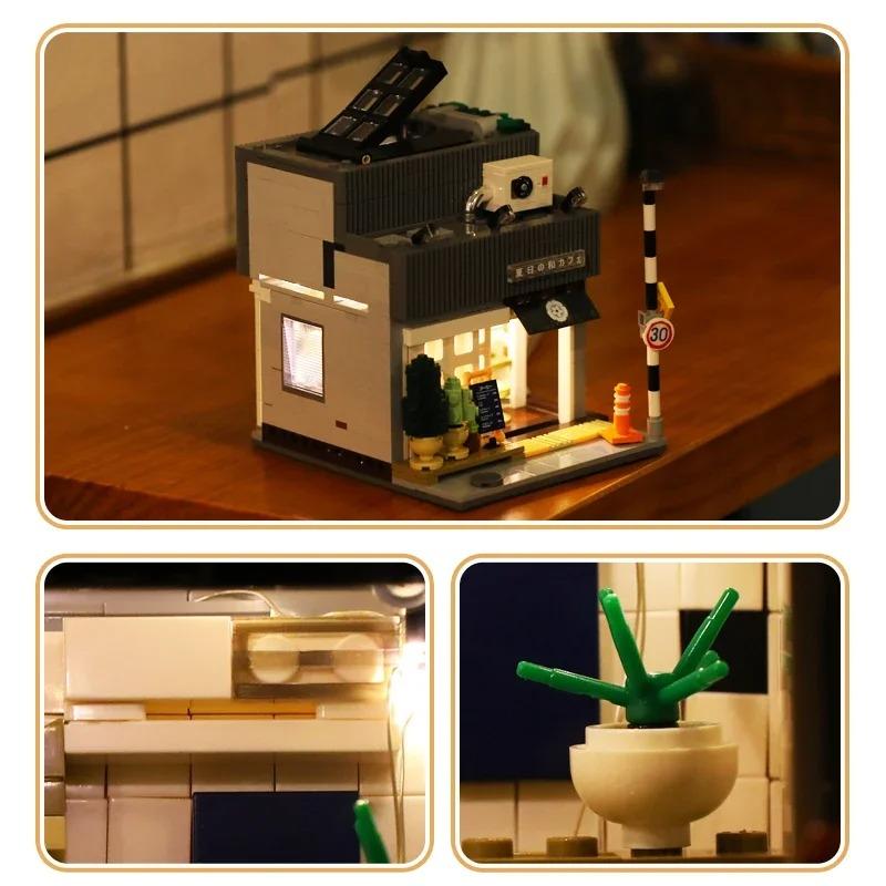 MOC LEGO レゴ ブロック 互換 1116個 日本の街並み 昭和レトロ 夏日の和カフェ 喫茶店 LEDライト付きの画像