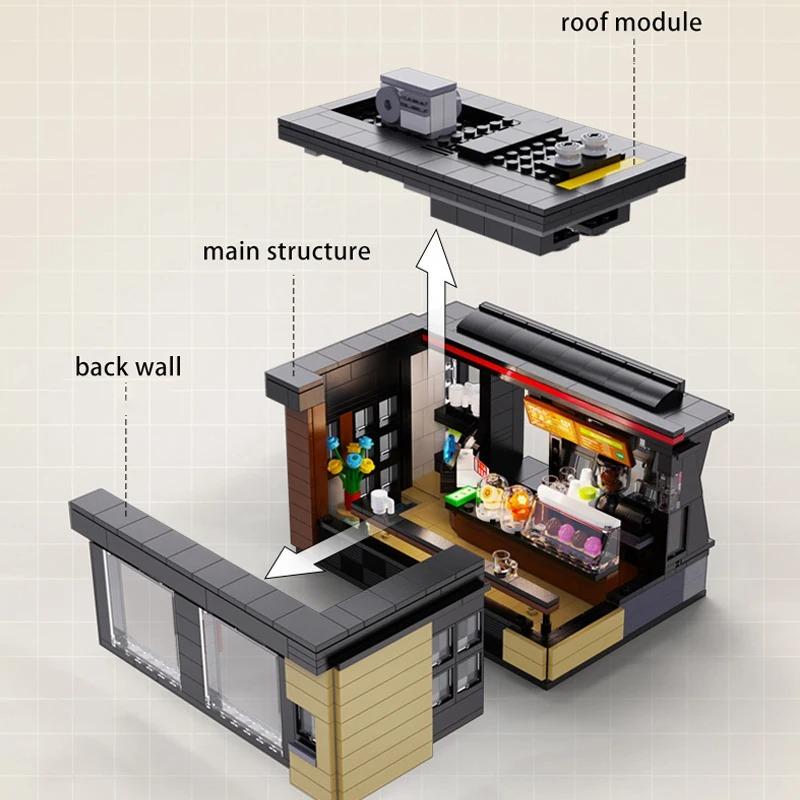 MOC LEGO レゴ ブロック 互換 768個  コーヒーショップ LED照明付きの画像