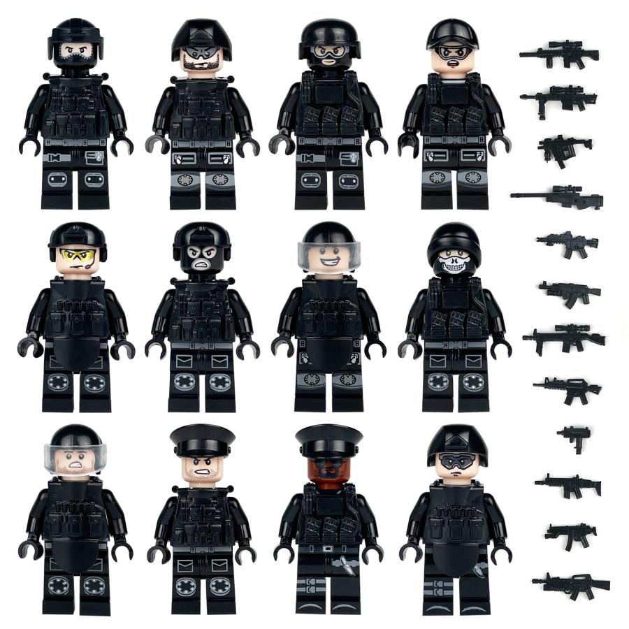 LEGO レゴ 互換 SWAT 特殊部隊 フル装備 大量武器パーツ ミニフィグ 12体セット｜monobase2021｜02