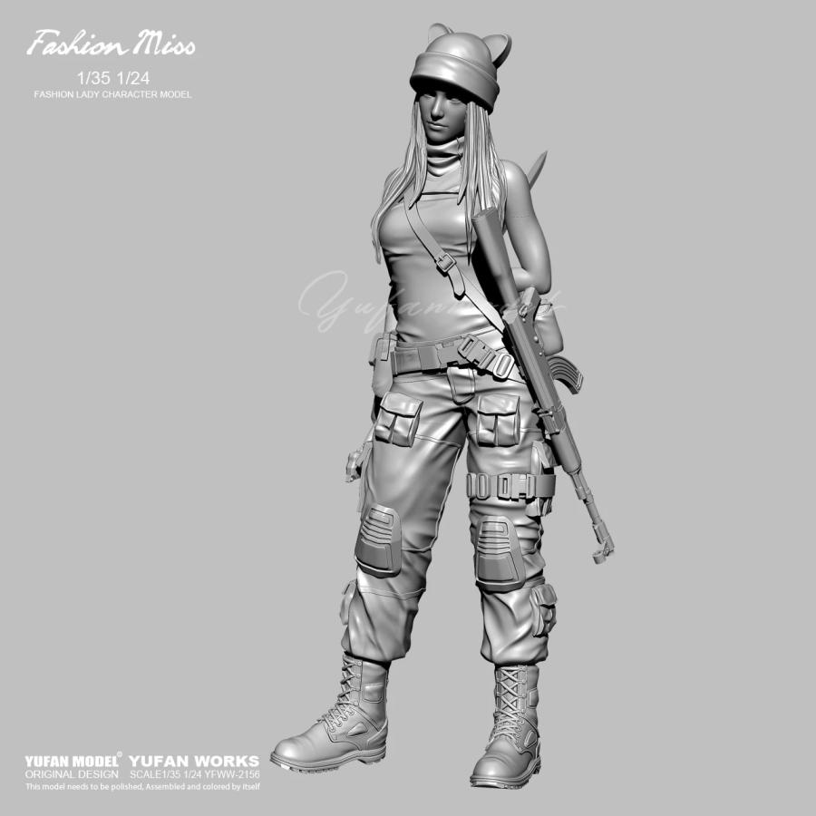 1/24 スケール ミリタリー ガール レジンキット 特殊部隊 女性兵士 未