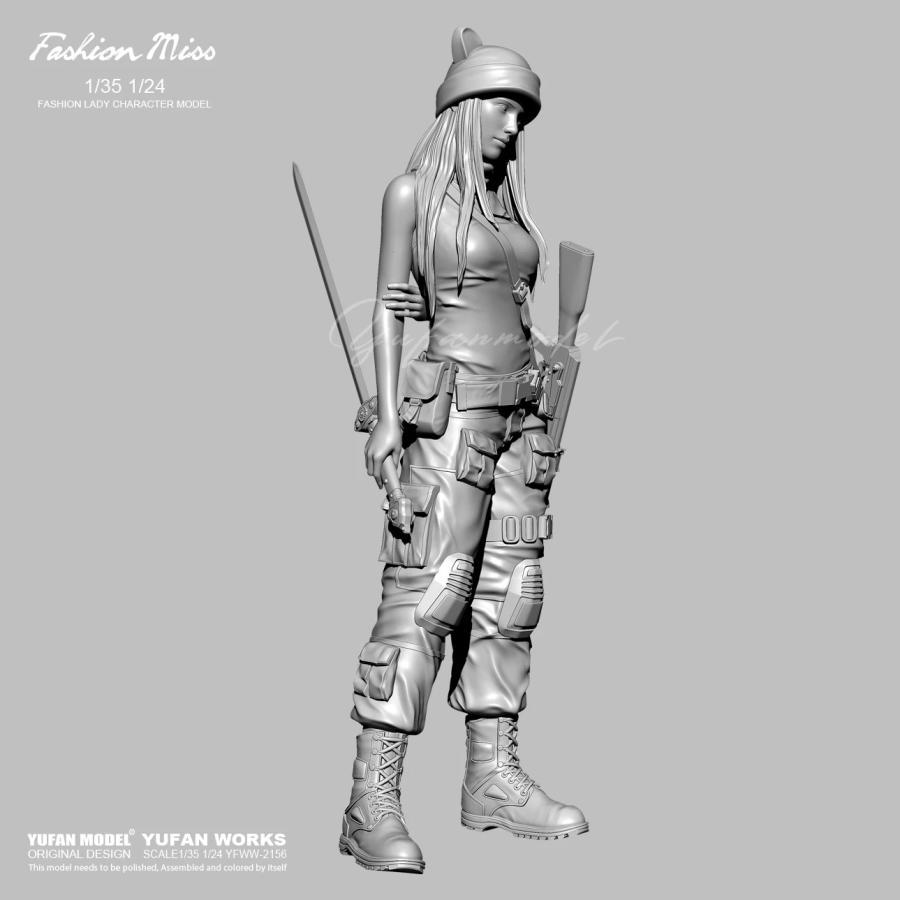 1/24 スケール ミリタリー ガール レジンキット 特殊部隊 女性兵士 未
