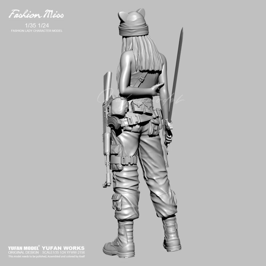 1/24 スケール ミリタリー ガール レジンキット 特殊部隊 女性兵士 未