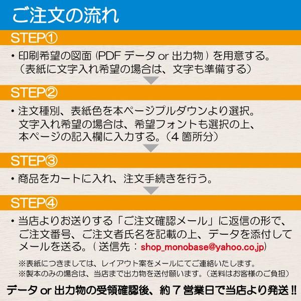 製本 二つ折り糊付け製本 図面製本 図面 A4サイズ 観音開き製本 見開き製本 冊子 オーダーメイド 1冊から 最大A3サイズ50枚まで｜monobase｜09