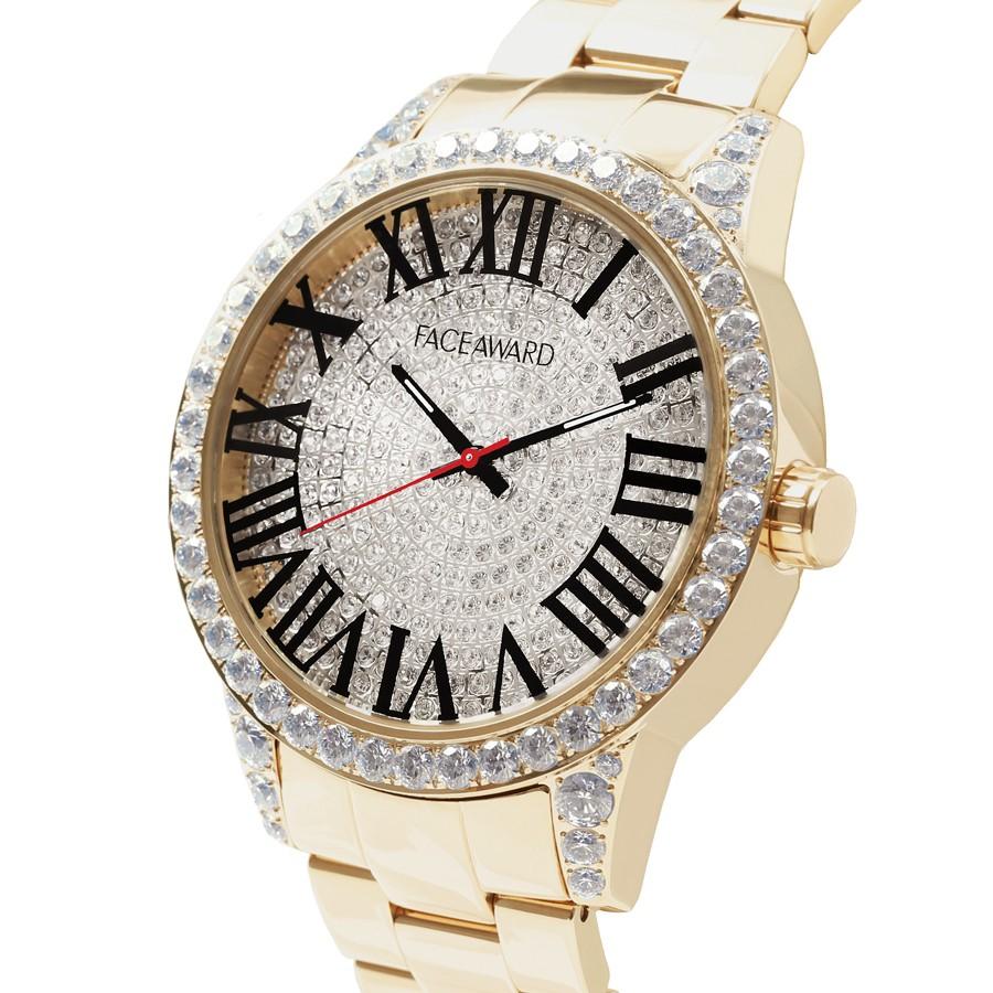 腕時計 ビックフェイス スワロフスキー ジルコニア メンズ レディース watch FACEAWARDの画像