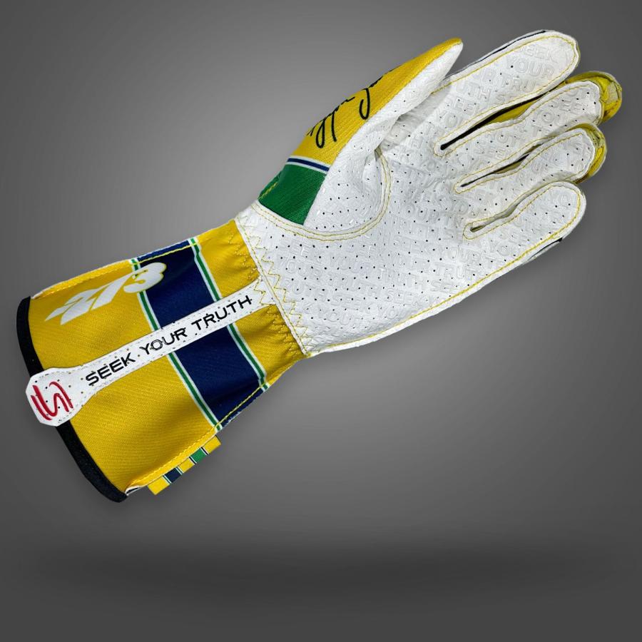 -273 レーシンググローブ AYRTON SENNA Yellow/Green/Blue （アイルトン セナ モデル イエロー） レーシングカート・走行会用グローブ MY2024｜monocolle｜02