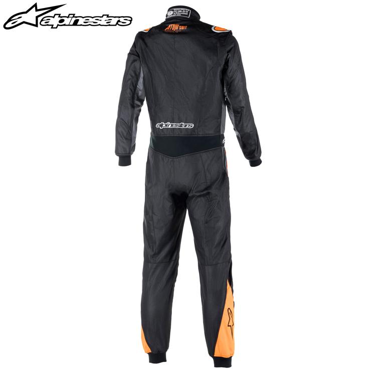 在庫限り：アルパインスターズ ATOM GRAPHIC SUIT ブラック×アンスラサイト×オレンジ レーシングスーツ FIA8856-2018公認モデル (3352522-1056) MY2022の画像