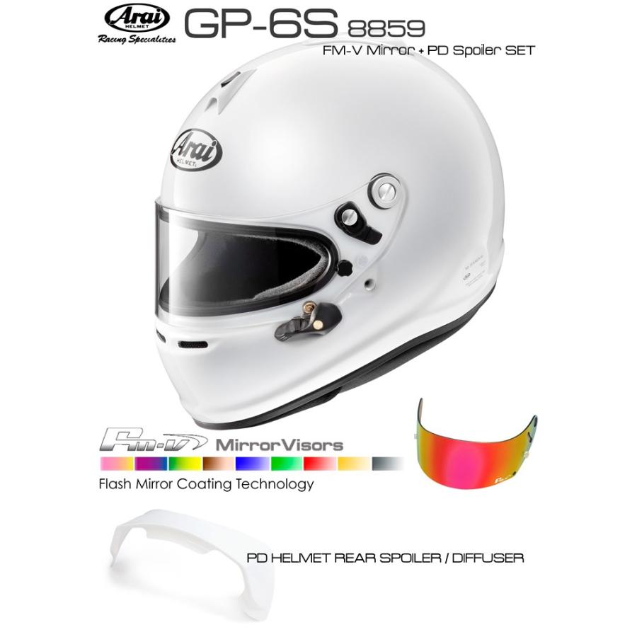 Arai アライ ヘルメット GP-6S 8859 + Fmvミラーバイザー 高級 4輪公式競技対応モデル SNELL SA PDリアスポイラー FIA8859規格 割引 セット
