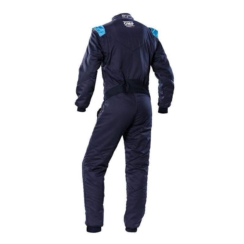 OMP FIRST-S SUIT MY2020 ネイビーブルー×シアン(244) レーシングスーツ FIA8856-2018公認 Navy Blue×White×Cyan (244)｜monocolle｜02