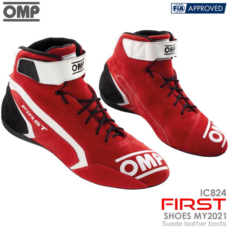OMP FIRST SHOES MY2021 レッド×ホワイト(061) レーシングシューズ FIA公認8856-2018 RED×WHITE (IC 824061)