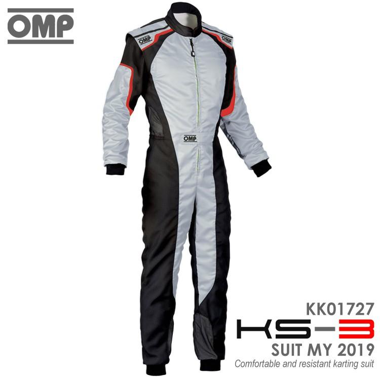 OMP KS-3 SUIT ADULT グレー×ブラック レーシングスーツ CIK-FIA LEVEL-2公認 レーシングカート・走行会用 (KK01727089)｜monocolle