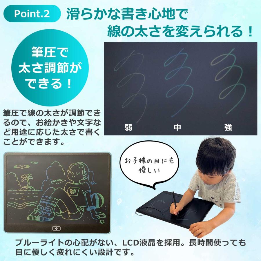 電子メモパッド 電子メモ 電子ノート お絵描きボード 15インチ 保存機能付き デジタルメモ 筆談ボード 電子ボード 電池式 ストラップ付 日本語説明書付き |  | 03