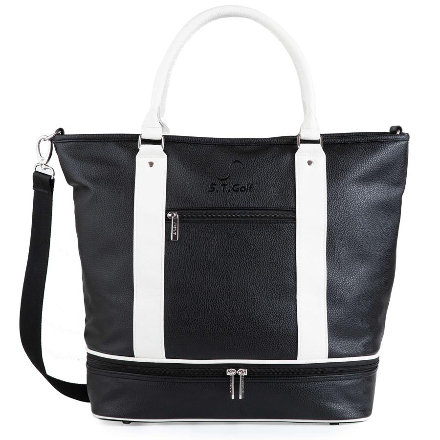 ゴルフ トートバッグ S.T.Golf メンズ 高級PUレザー 大容量 シューズ