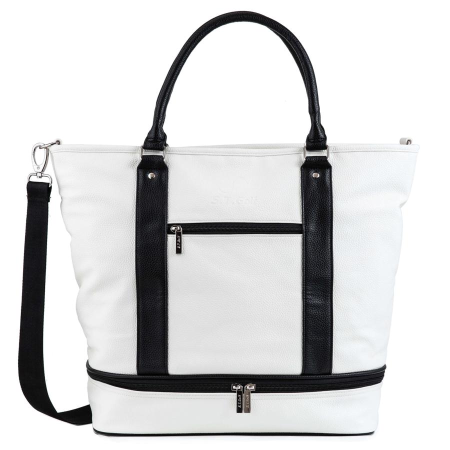 ゴルフ トートバッグ S.T.Golf メンズ 高級PUレザー 大容量 シューズ