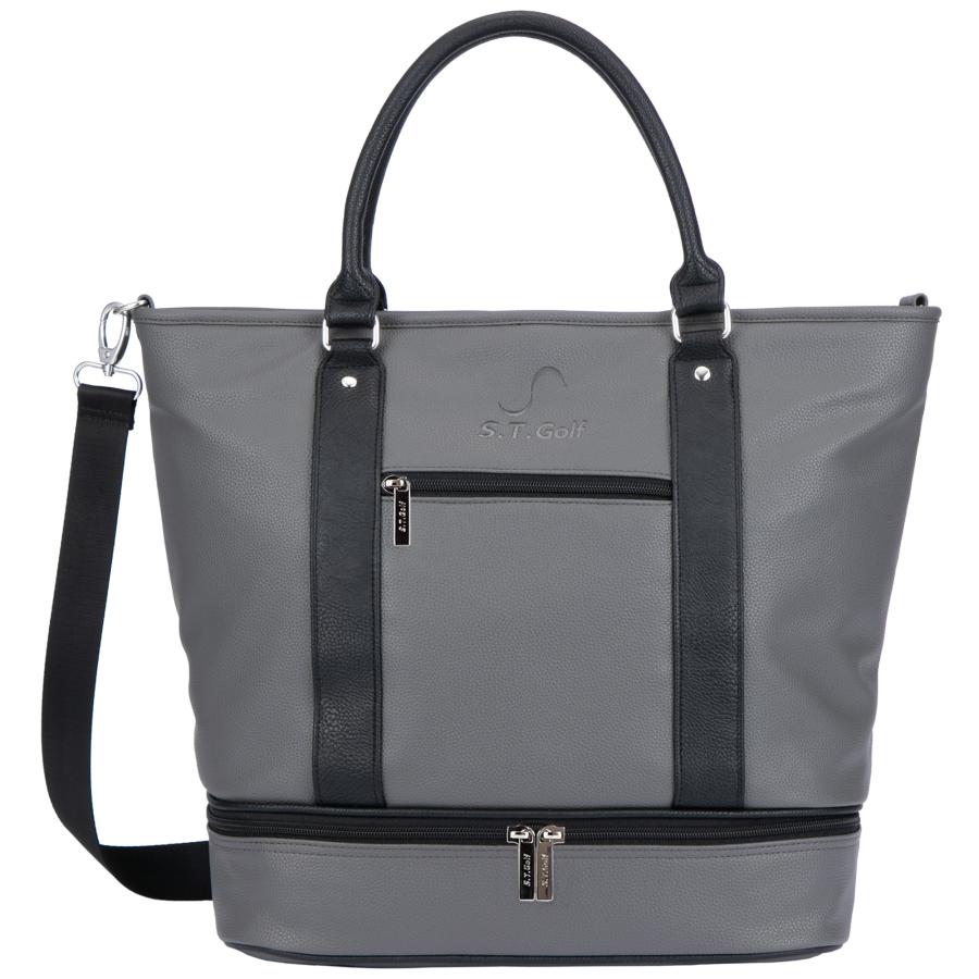 ゴルフ トートバッグ S.T.Golf メンズ 高級PUレザー 大容量 シューズ