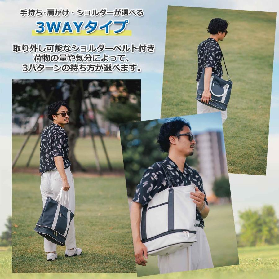 ゴルフ トートバッグ S.T.Golf メンズ 高級PUレザー 大容量 シューズ