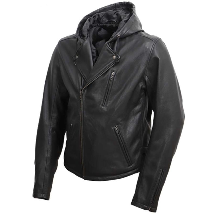 【デグナー認定WEB正規代理店】デグナー(DEGNER) 21WJ-3 ★フード付き レザーダブルジャケット  肩、肘、胸、背中に着脱可能プロテクターを標準装備 21WJ-3