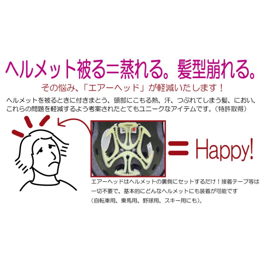 エアーヘッド airhead★ヘルメットにかんたん装着 空気の流れをつくる ヘルメット用 シリコンインナーパッド ベンチレーションライナー｜monodirect｜03