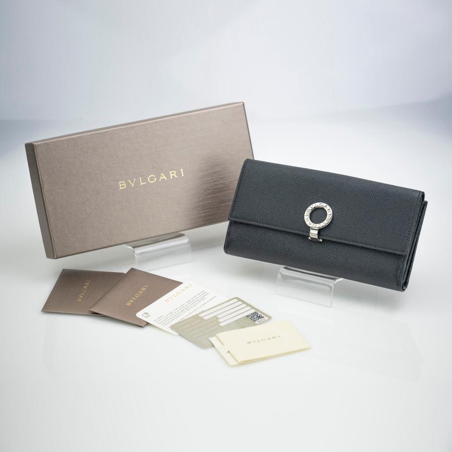 BVLGARI（ブルガリ） ロゴクリップ 二つ折り長財布 グレインカーフ 