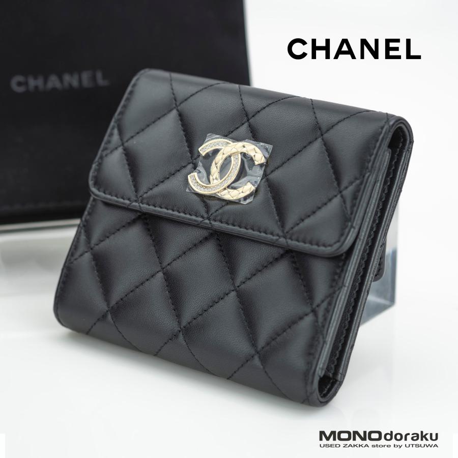 マトラッセ シャネル CHANEL ラムスキン 三つ折り財布 ココマーク