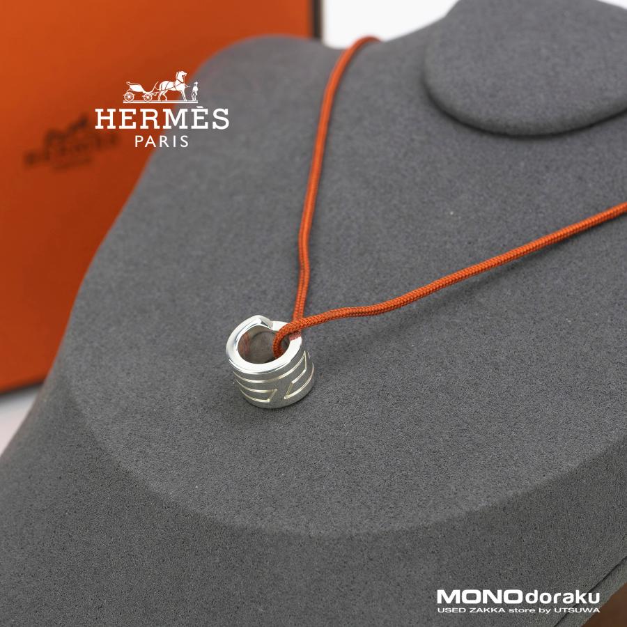HERMES エルメス　イタリーク　ネックレス　シルバー925 紐　トグル金具 HERMES（エルメス） ネックレス イタリーク Hモチーフ シルバー925